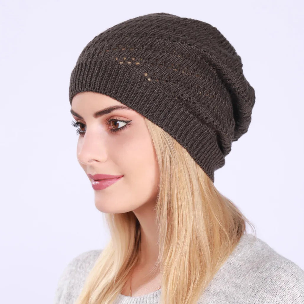 Fashion New Women Beanies Skullies Hat Cap Lady Spring Autumn Winter Solid Knitted Hollow Out Casual Bone Soft Cap Hat For Women