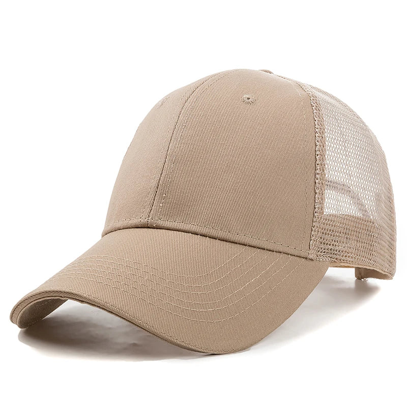 Unisex Mesh Cap Casual Plain Cotton Baseball Cap Adjustable Summer Trucker Hats For Women Men