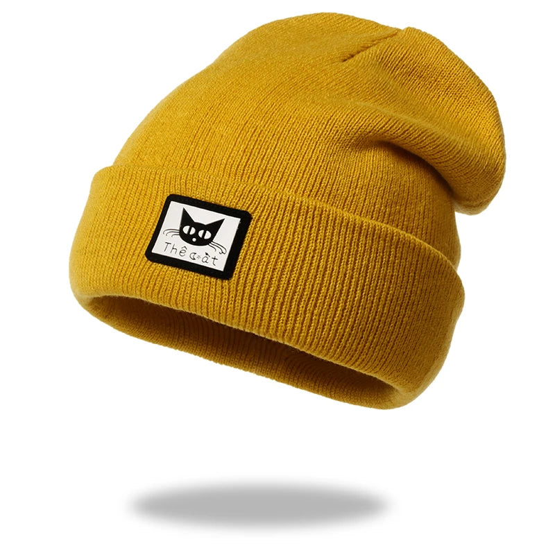 New Women Men Knitted Beanie Hat Cap Autumn Winter Male Lady Casual Embroidered Boy Girl Cap Hat For Women Men