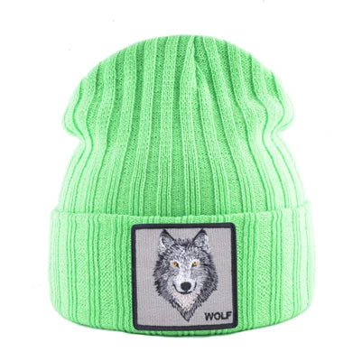 New Fashion Knitted Hats For Men Women Wolf Pattern Skullies Beanies Unisex Knitting Streetwear Hip Hop Bonnet Caps Kpop Gorras