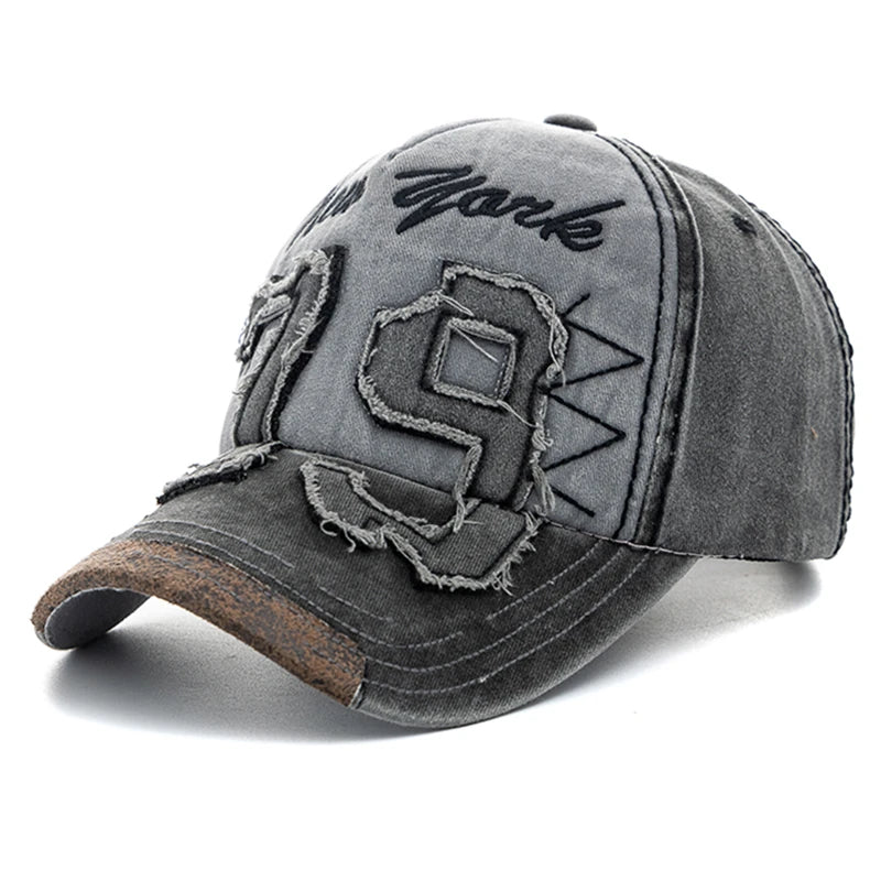 New Unisex Washed Cotton Cap Letter Embroidery Vintage Baseball Cap Men Women Adjustable Casual Outdoor Streetwear Sports Hat