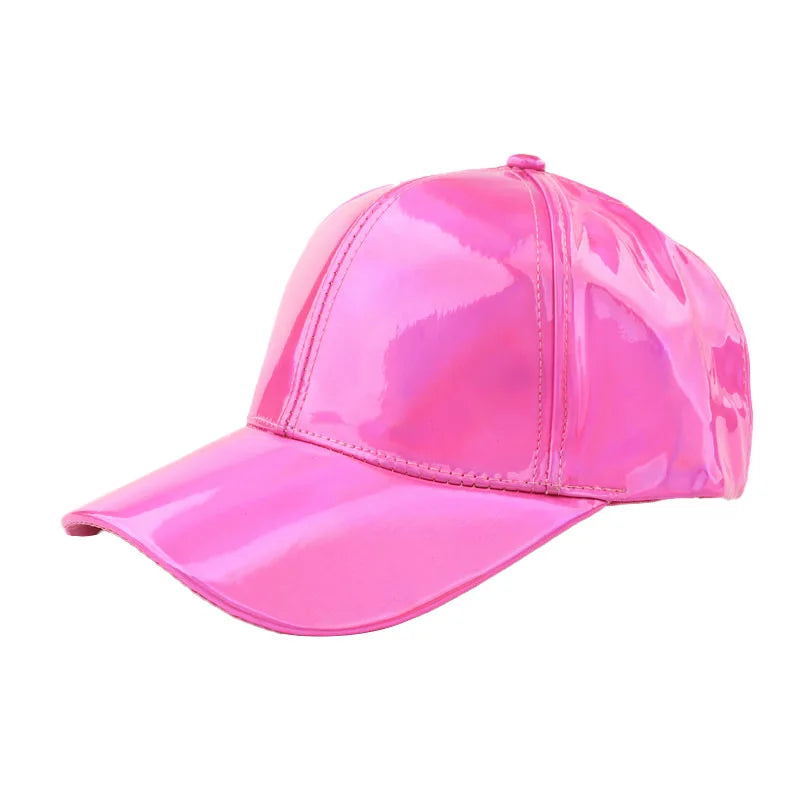 Unisex PU Rainbow Color-Changing Baseball Cap – Laser Hip Hop Snapback Shiny Party Hat