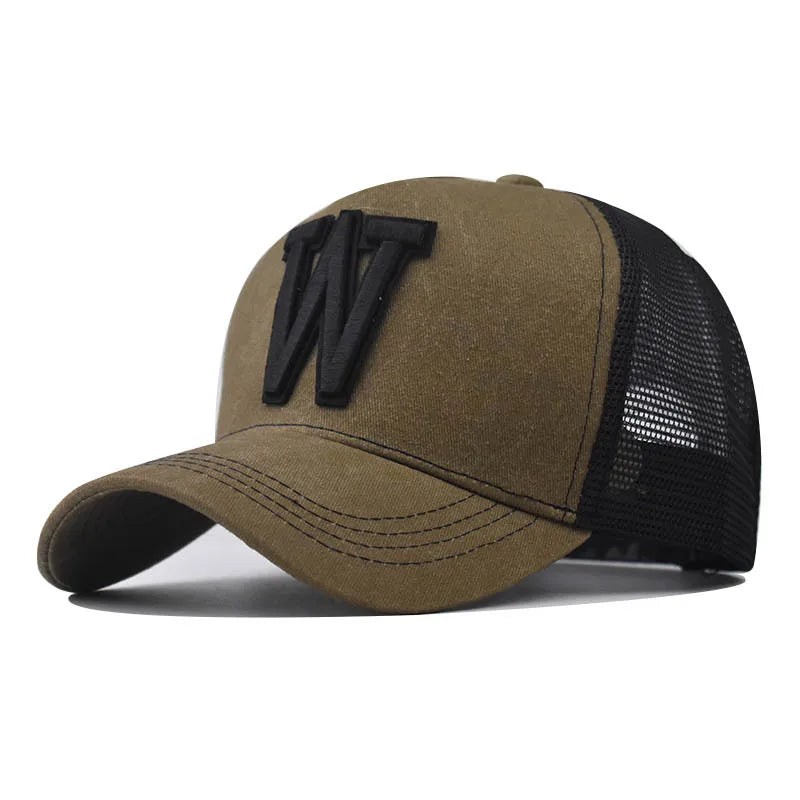 Fashion New Women Men Mesh Baseball Cap Male Lady Breathable W Embroidery Snapback Hats Unisex Trucker Hats Cap For Women Men