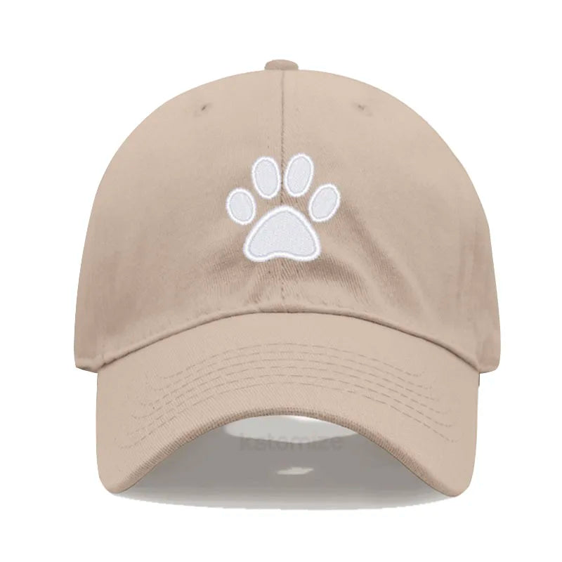 Dog Paw Embroidered Baseball Cap for Women Men Fashion Adjustable Washed Cotton Dad Hat Unisex Classic Golf Caps