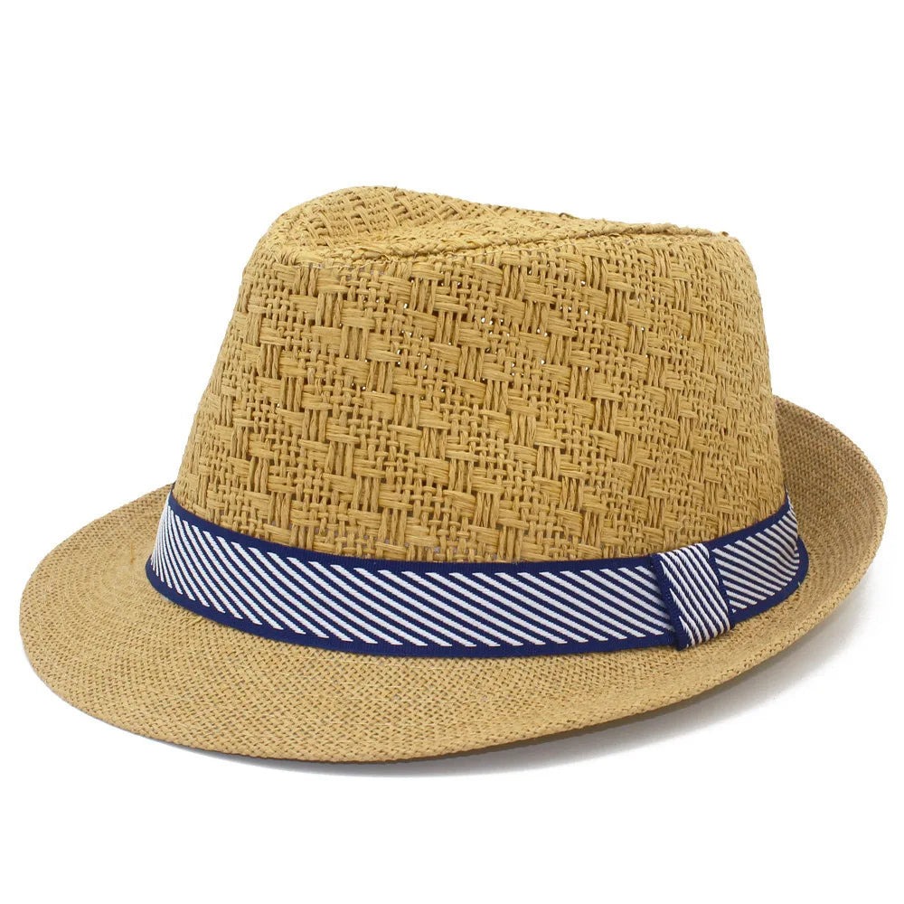 Summer Straw Hat Men's Outdoor Sun Hat Breathable Beach Hats British Performance Jazz Hat Gentleman's Top Hats