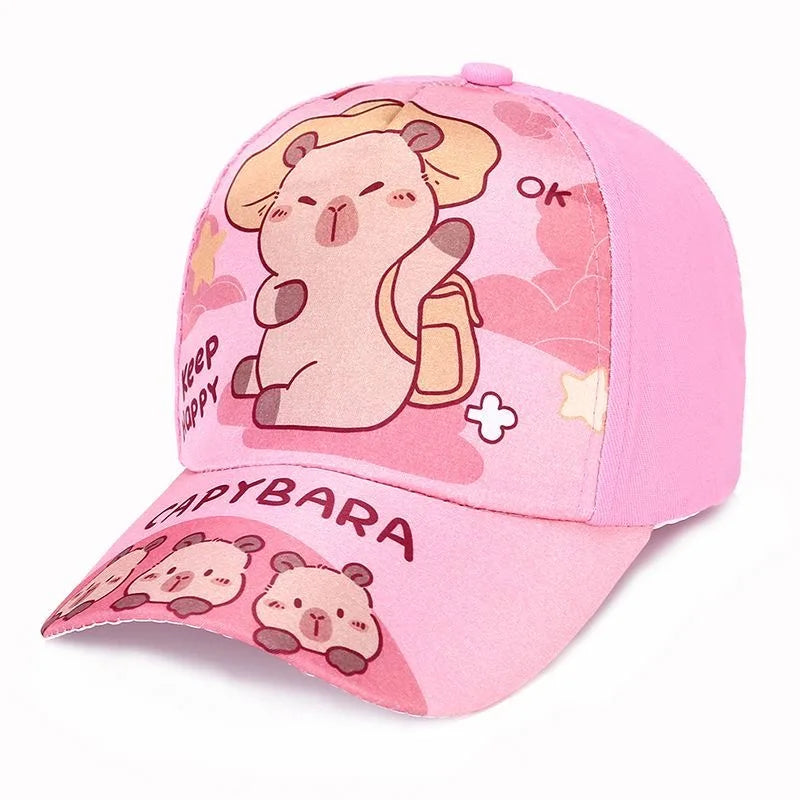 Hot Sale Children's Cartoon Capybara Printed Cap Boys Girls Outdoor Sunshade Cute Capibara Hat Lovely Kids Baseball Cap