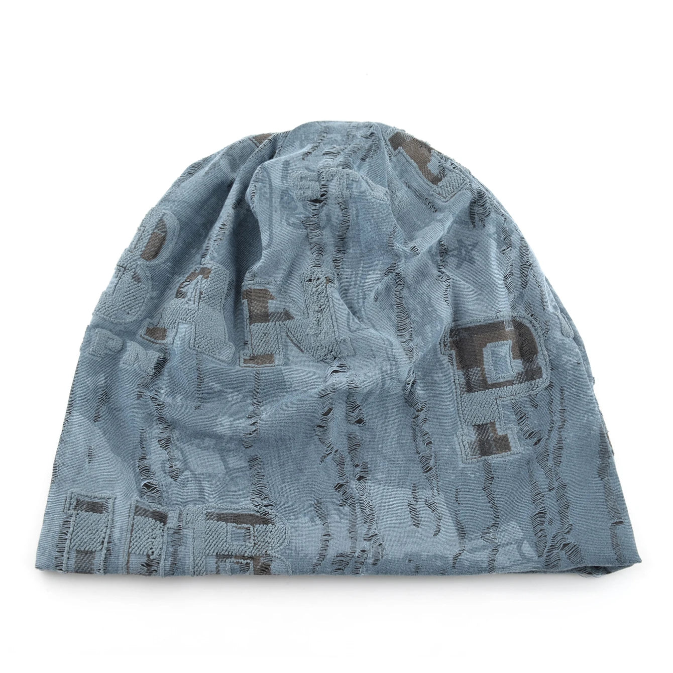 Vintage Distressed Tie-dye Beanie Women Foam 3D Letter Printing Hats Men Spring Fall Skullies Beanies Winter Warm Fleece-lined