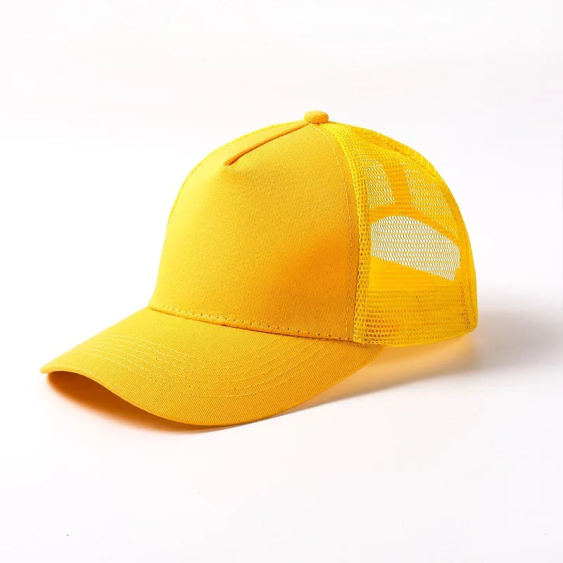Blank 5 Pane Mesh Baseball Cap Mens And Women Curved Snapback Hats Summer Sunshade Sun Hat Simple Trucker Cap gorras casquette