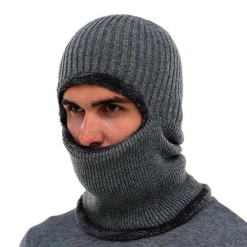 Fleece-Lined Knit Beanie Hat with Earflaps Street Style Cap for Outdoor Cycling, Warm Hat