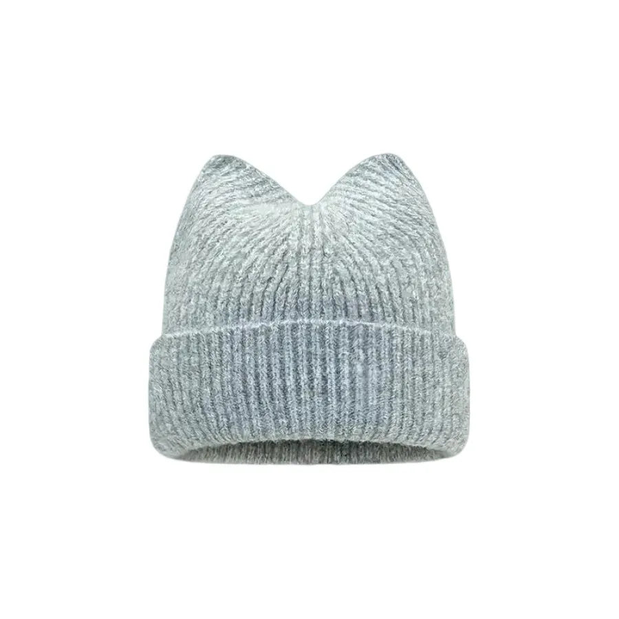 Cat Ears Wool Hat Female Autumn and Winter Korean Cute Face Small Knitted Hat Big Head Circumference Warm Ear Protection Hat