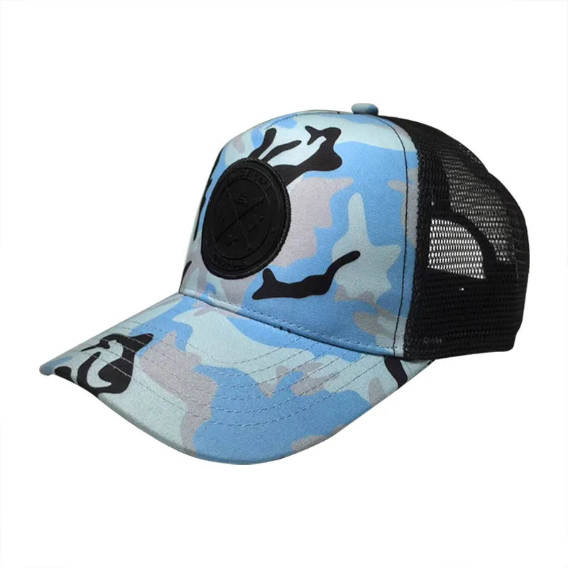 Unisex Mesh Baseball Cap – Camouflage Breathable Trucker Snapback Dad Hat for Outdoor Sports