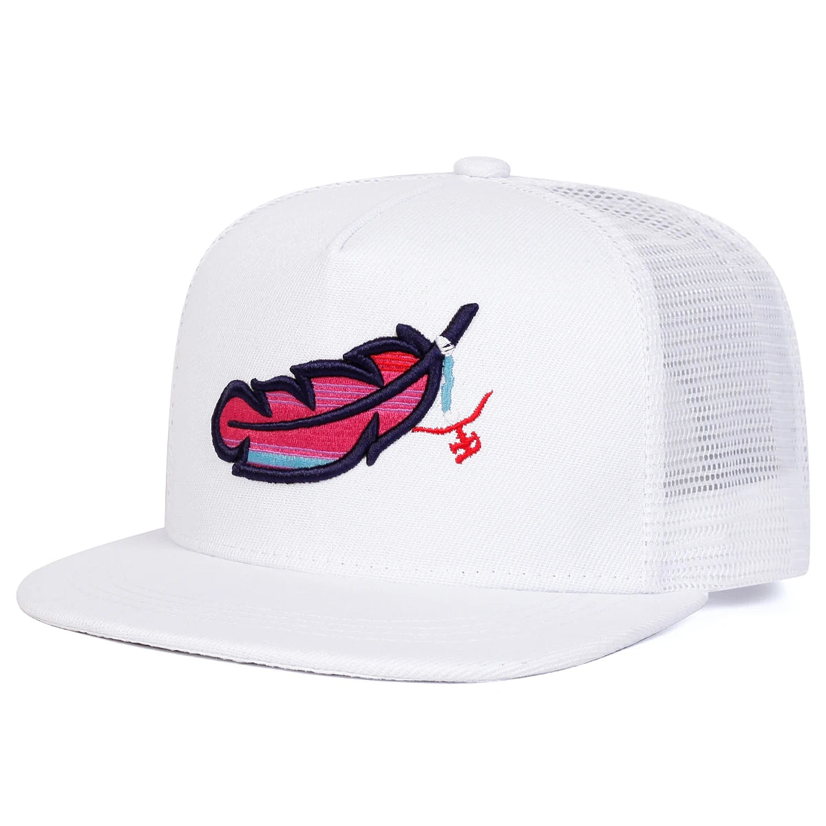 Unisex Colorful Feather Embroidery Hip-hop Net Hats Spring Summer Outdoor Adjustable Casual Baseball Caps Sunscreen Hat