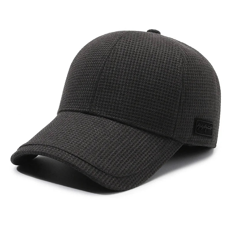Men'S Winter Warm Hat Polyester Fleece Lining Sports Style Breathable Unisex Solid Color Dry Clean Only No Stretch Ear Flap Cap
