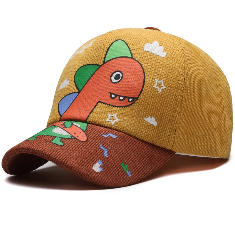 Kids Cartoon Dinosaur Baseball Cap Cute Color Block Sun Hat for Children