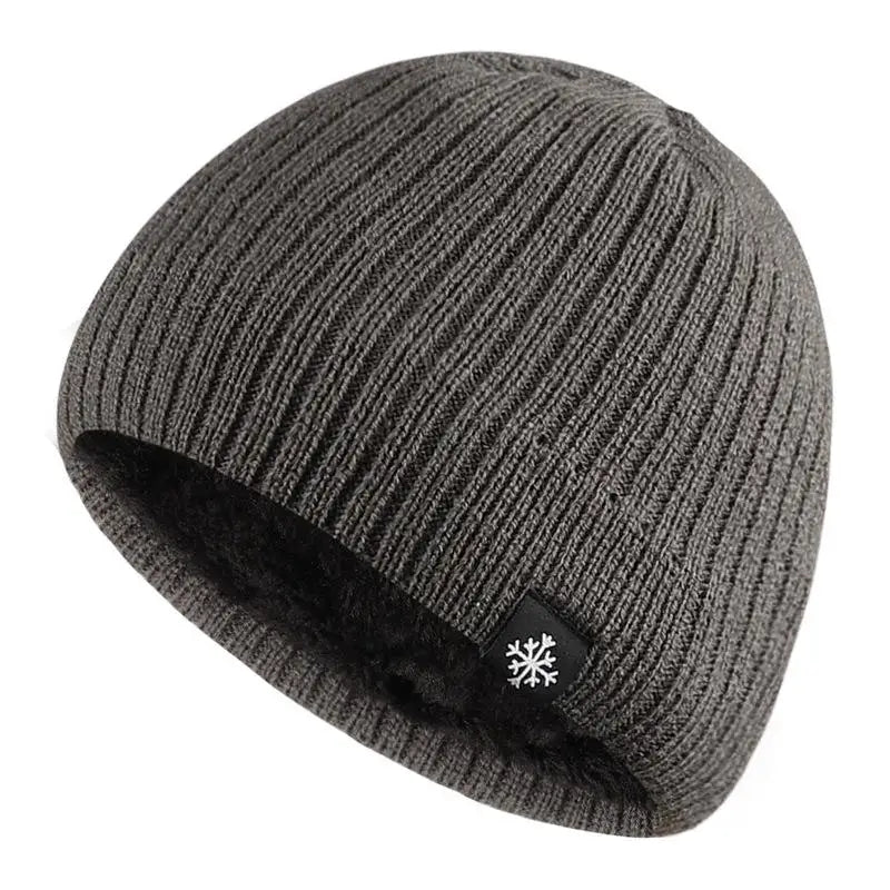 Unisex Snow Labal Winter Hats Solid Color Knitted Hats For Men And Women Beanie Cap Outdoor Add Fur Lining Warm Sports Hats