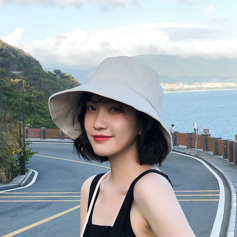 Women’s Summer Bucket Hat – Wide Brim Cotton Sun Hat, Foldable & Portable