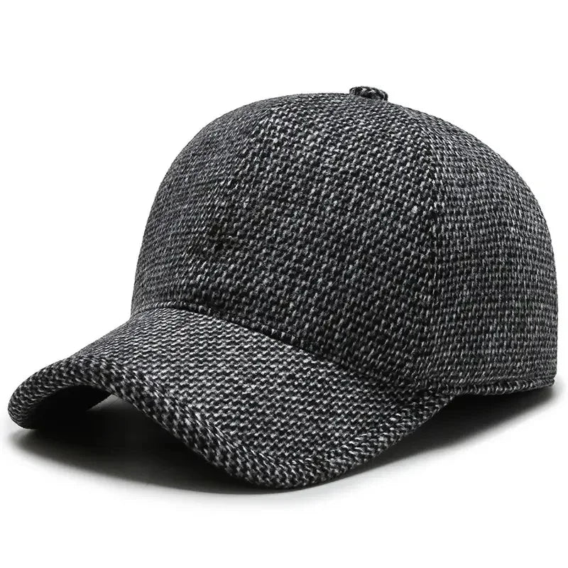 Men's Winter Baseball Cap with Ear Flaps - Thick Fleece-Lined, Windproof & Warm for Outdoor Activities