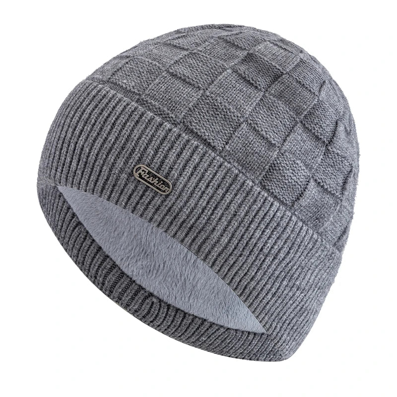 New Unisex Winter Hat Plush Fur Lined Warm Small Square Style Soft Beanie Hats For Men Women Thicken Ski Sports Knitted Hat