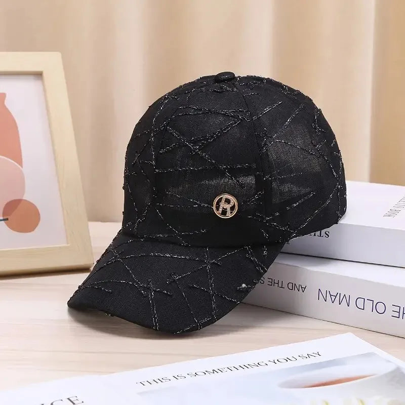 Adjustable Breathable Baseball Caps with Stylish Geometric Pattern - Lightweight Polyester Sun Hats for Spring & Autumn