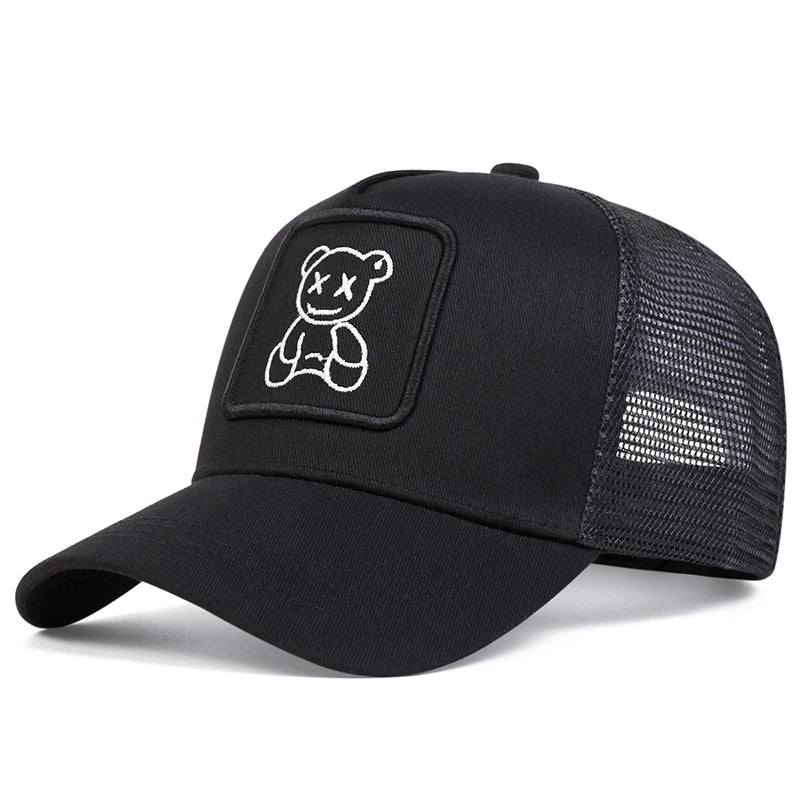 Unisex XX Little Bear Embroidery Baseball Net Caps Spring and Summer Outdoor Adjustable Casual Hats Sunscreen Hat