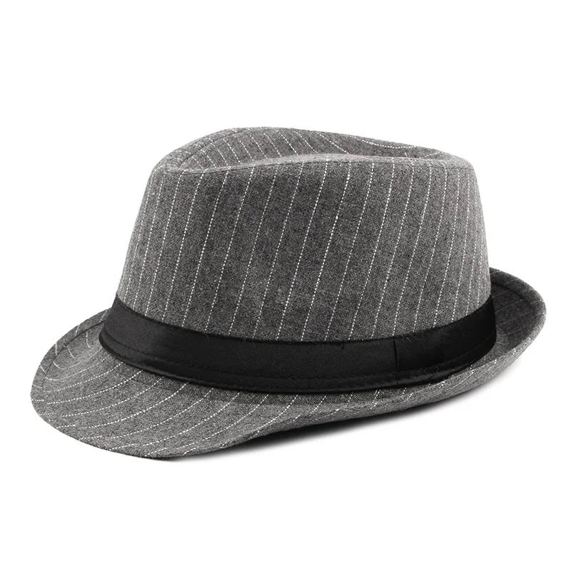 Spring and Autumn British Black and White Striped Cloth Jazz Fedoras Men's New Casual Versatile Couple Sunshade Hat Outdoor