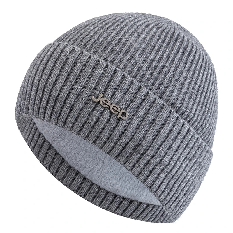 New Style Unisex Jeep Winter Hat Fur Lined Warm Classic Hat Cap Soft Beanie Hats For Men Women Thicken Ski Sports Knitted Hat