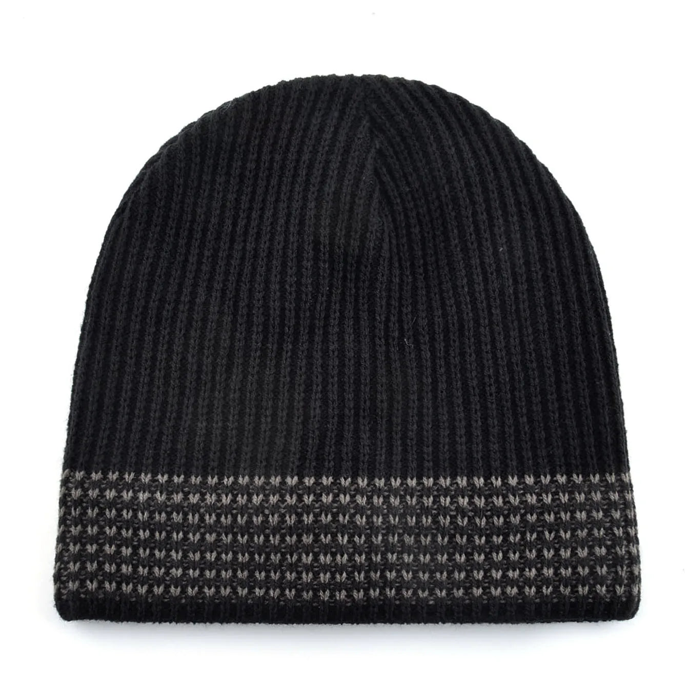 Men's Skullies Beanies Knitted Wool Hats Men Winter Knitting Thick Beanie Hat Double Layer Solid Color Velvet Warm Bonnet Cap