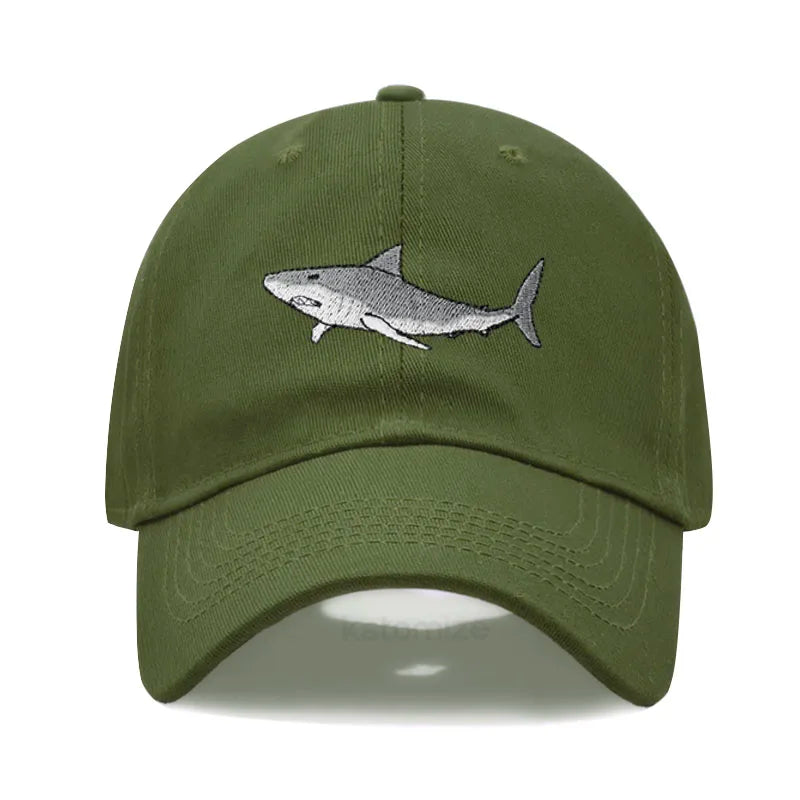 Animal Shark Embroidered Baseball Cap for Women Men Fashion Adjustable Washed Cotton Dad Hat Unisex Classic Golf Caps