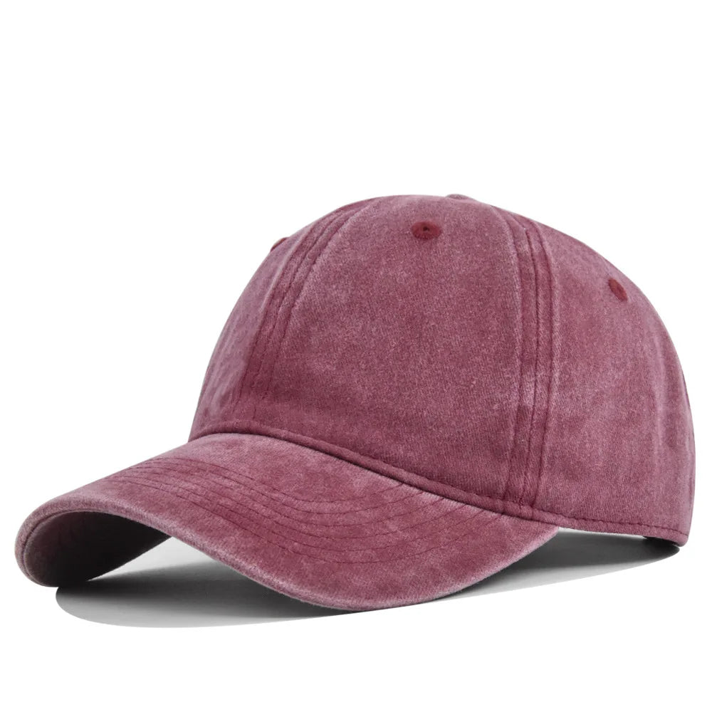 Unisex Retro Washed Cotton Baseball Cap – Solid Color Y2K Hip Hop Snapback Outdoor Sport Hat