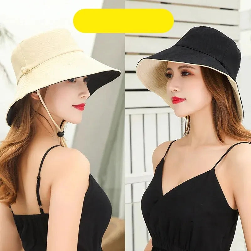 Women’s Wide Brim Bucket Hat – Reversible UV Protection Sunshade Hat