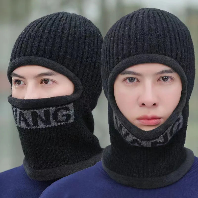 Fashion Cool Men Autumn Winter Warm Thick Beanies Cap Hat Male Multifunction Snood Scarf Knitted Cap Hat For Men