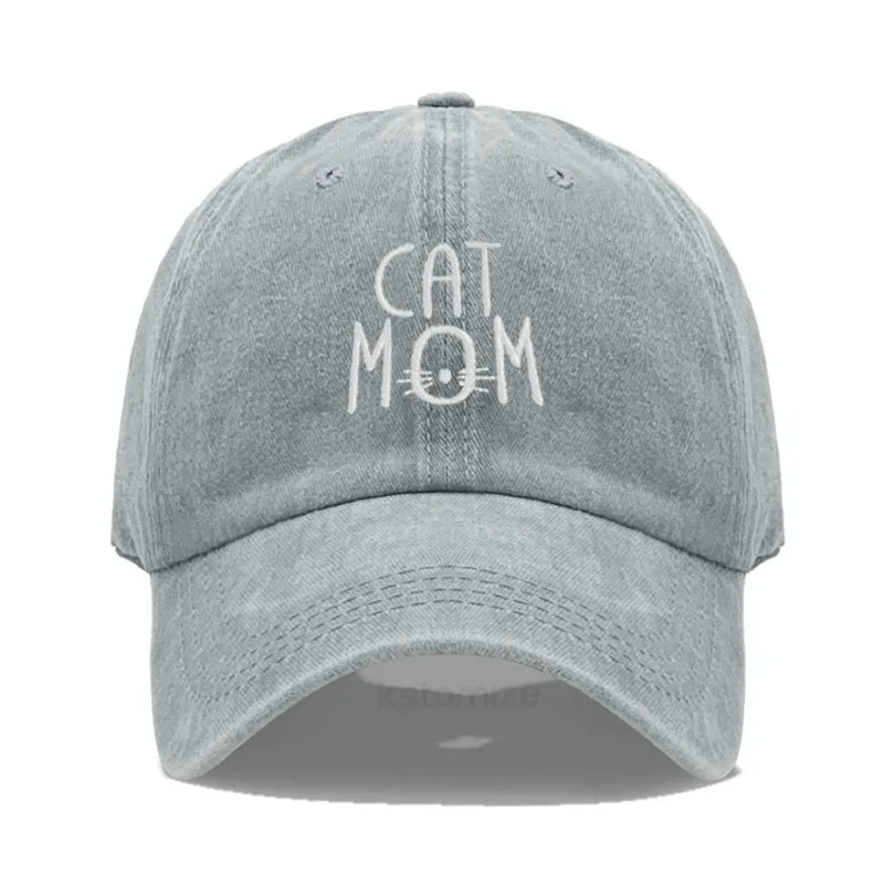CAT MOM Embroidered Baseball Cap for Women Men Fashion Adjustable Soft Washed Cotton Dad Hat Unisex Classic Golf Caps