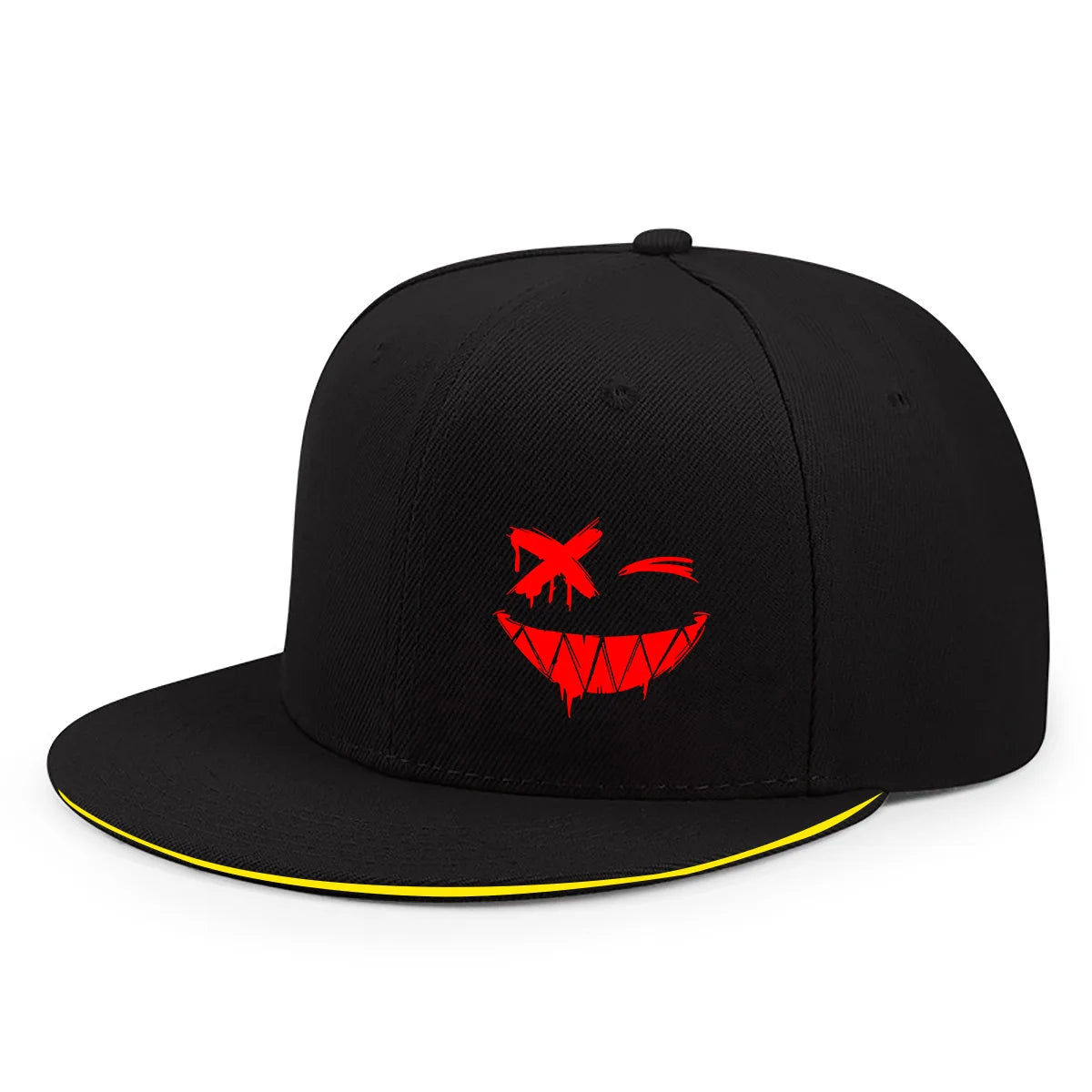 Red XX Smiling Face Print Baseball Caps Men And Women Hip-hop Outdoor Adjustable Casual Sunscreen Sun Hat Streetwear