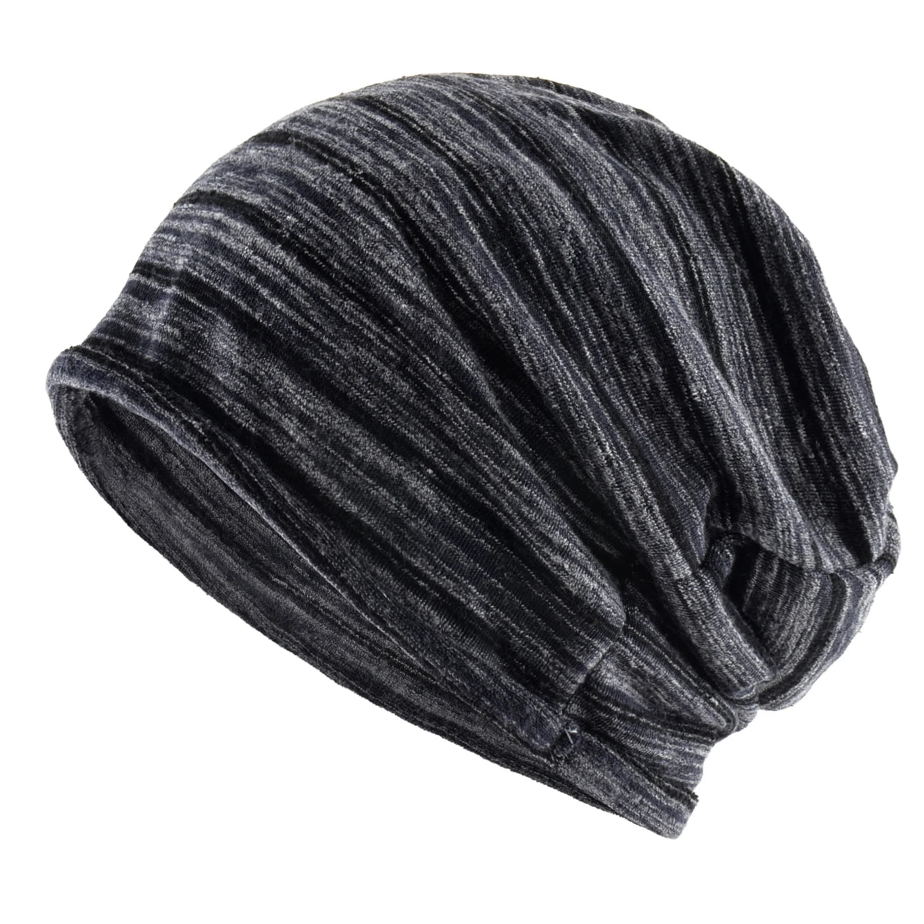 Striped Slouch Beanie Hat For Men Women Single Layer Knitted Highly Elastic Hats Chemo Bonnet Beanies For Large Head Size