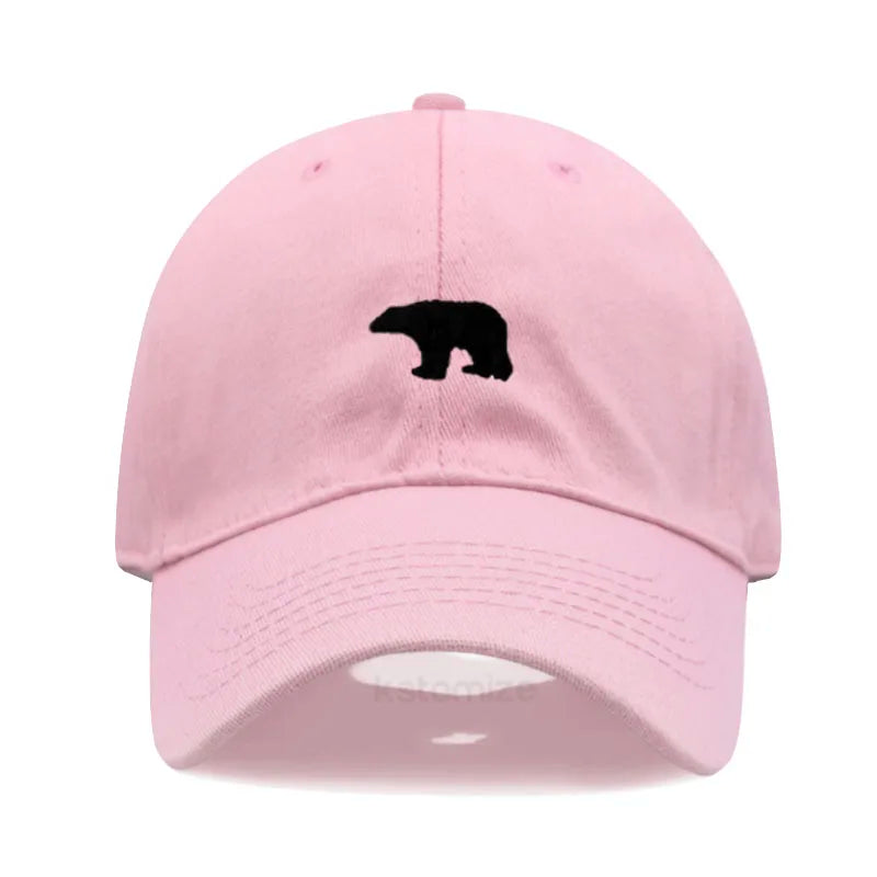 little Bear Embroidery Baseball Cap for Women Men Fashion Adjustable Soft Washed Cotton Dad Hat Unisex Classic Golf Caps