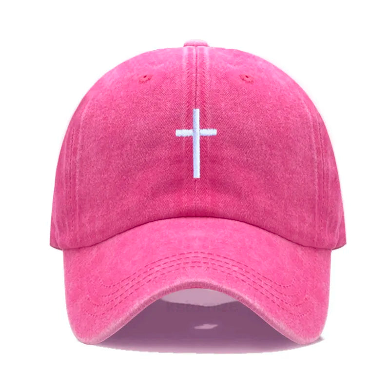 Cross Embroidered Baseball Cap for Women Men Fashion Adjustable Washed Cotton Dad Hat Unisex Classic Golf Caps