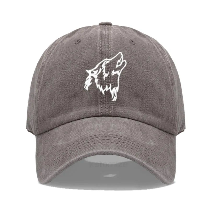 Women's Baseball Cap Men's Washed Cotton Wolf Howl Embroidery Embroidery Dad Hat Sport Golf Caps For Man Sun Hats Dropshipping