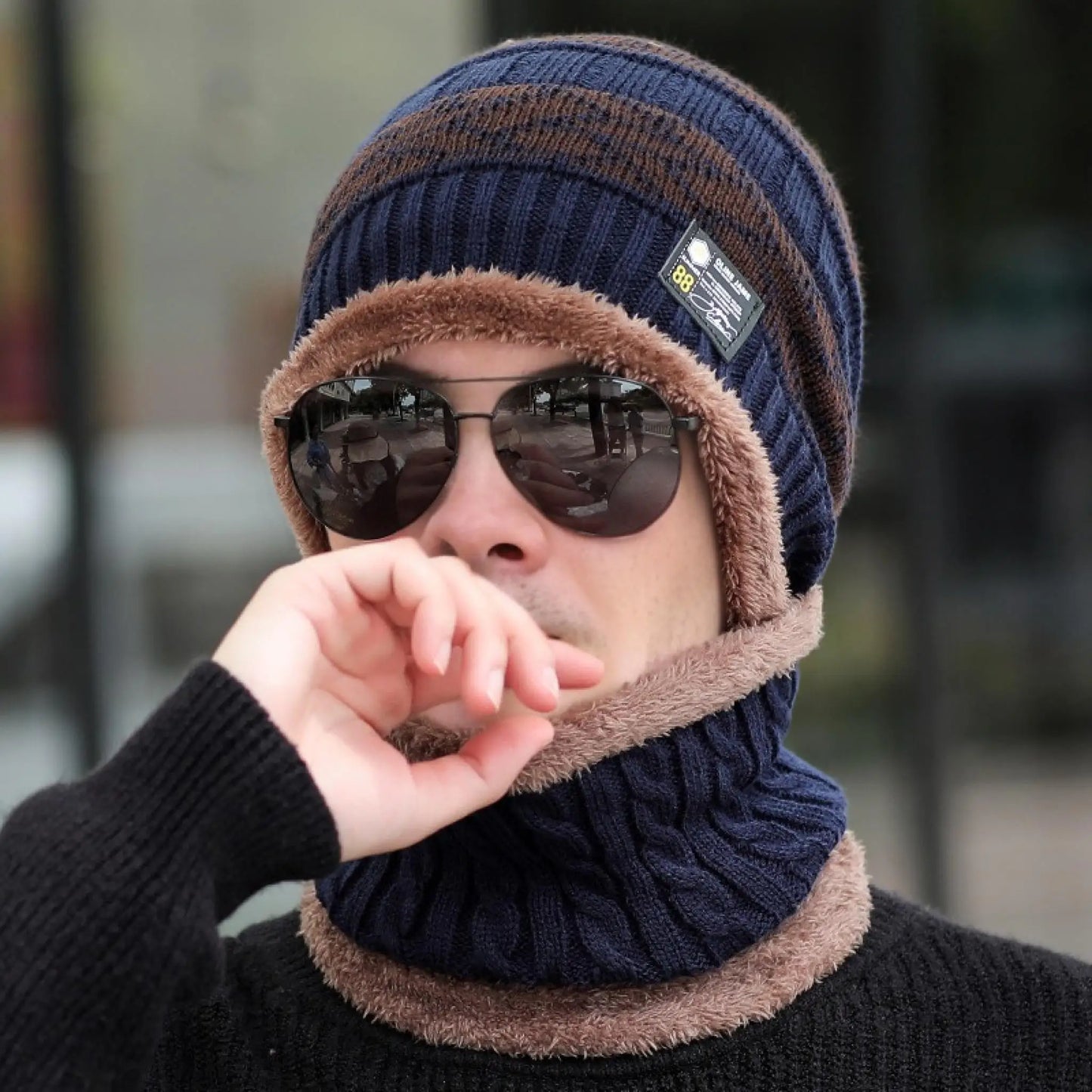 Hot Sale New Style Fashion Men & Women Knitted Hat Plush Fur Lining Thick Warm Hat Suit Stylish Winter Hats Leisure Beanie Cap 