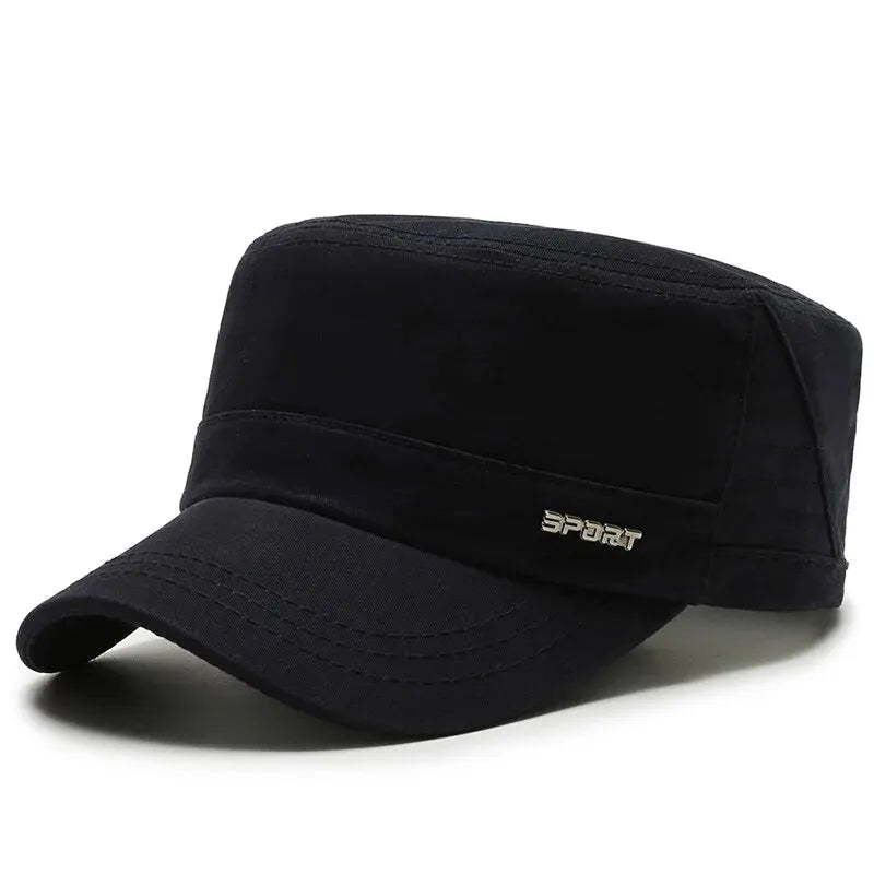Men’s Military Flat Cap – Simple Casual Duck Tongue Hat for Spring & Autumn