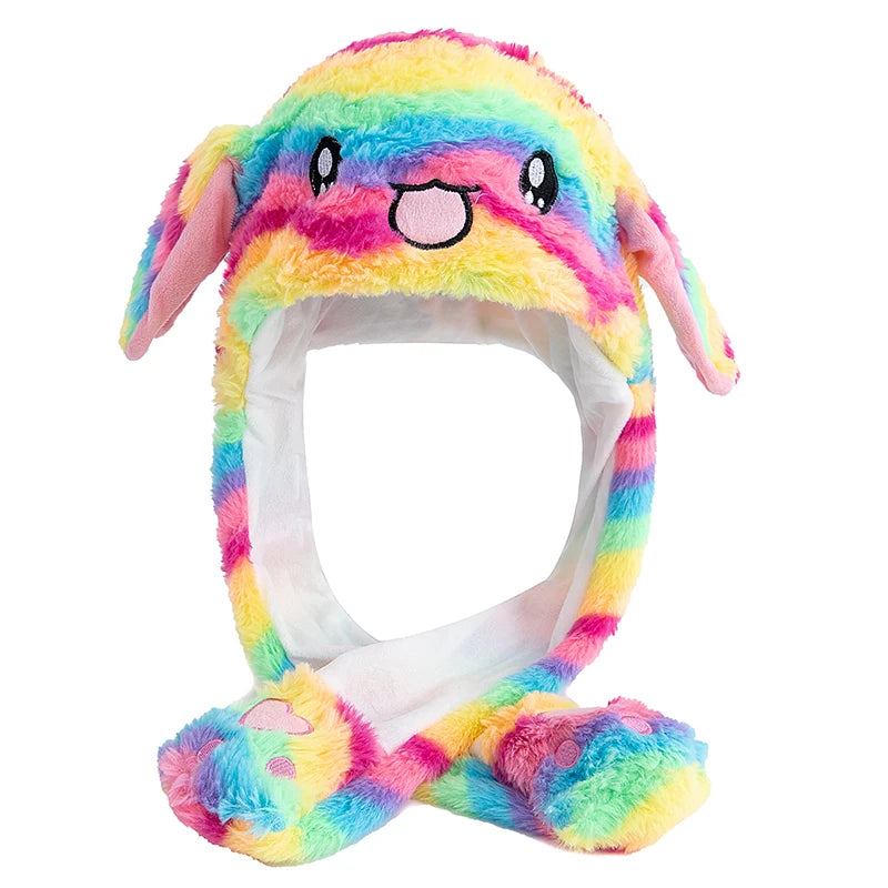 New Style Cute Ear Moving Up Cap Women Girls Funny Hat Rabbits Style Ears Plush Winter Lovely Hat 