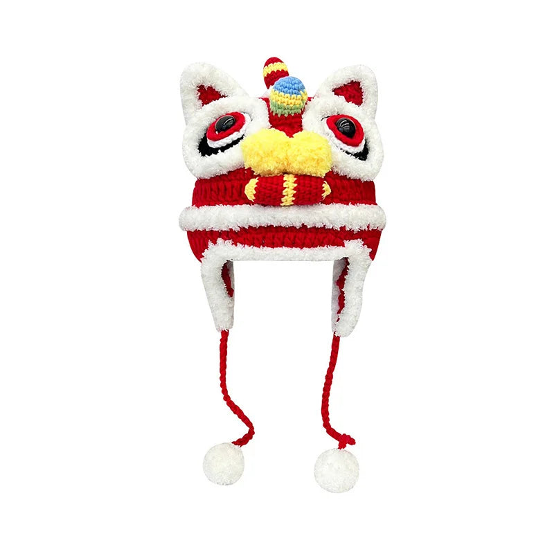 Unisex Handmade Knitted Beanie – Thickened Warm Winter Hat with Ear Protection (Adult & Kids Ski Cap)