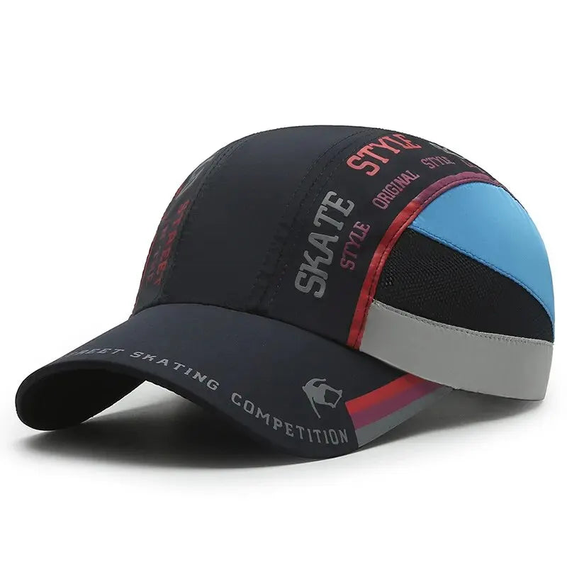 Summer Quick-Drying Hat Men's Print Stitching Baseball Cap, Outdoor Sports Visor, Women's Tennis Hat, Adjustable Sun Hat