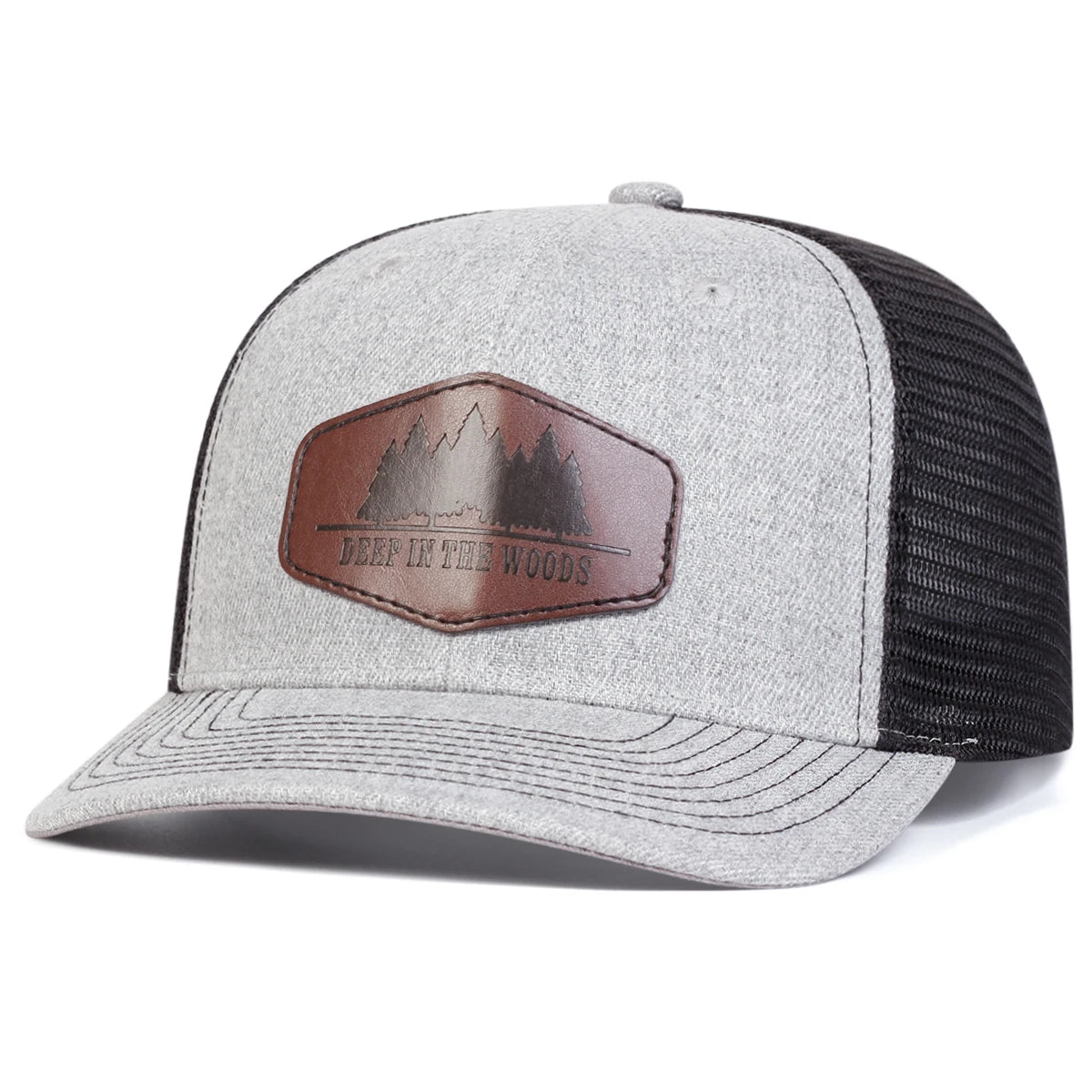 Unisex DEEP IN THE WOODS Leather Label Baseball Net Caps Spring and Summer Outdoor Adjustable Casual Hats Sunscreen Hat