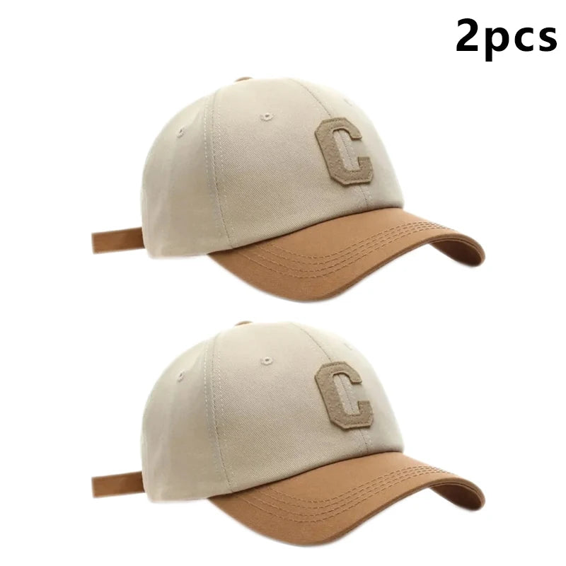 Unisex Letter “C” Patch Baseball Cap – Color Block Fashion Sun Visor Hat (Couple Style, Summer Outdoor)