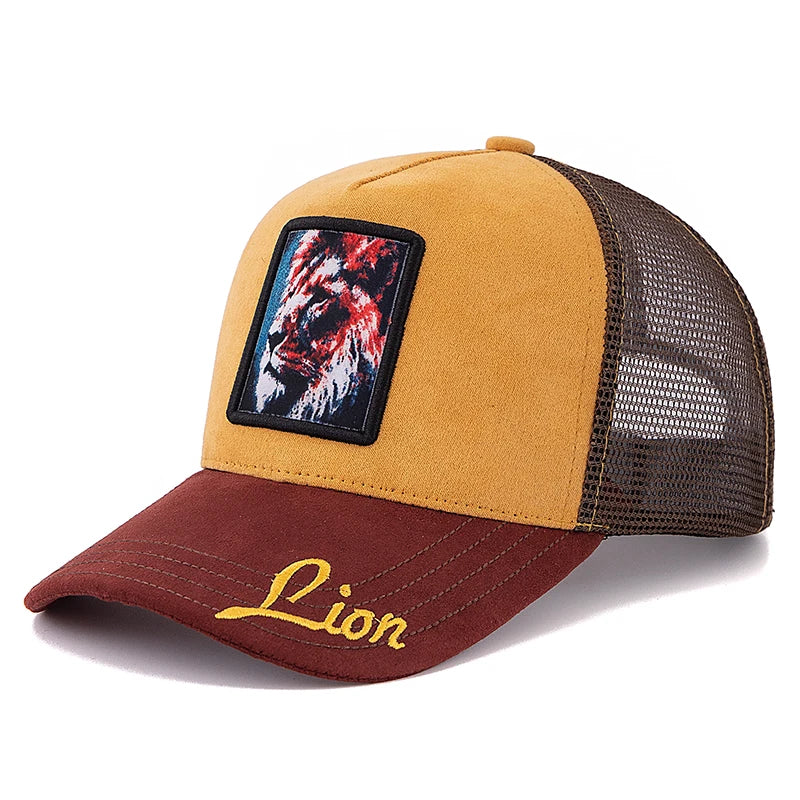 New Summer Animal Trucker Hat Polar Bear Pattern Patch Design Suede Baseball Cap Outdoor Sports Streetwear Cap For Men Women 