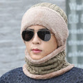 Unisex Plush Fleece Lined Winter Hat Thicken Warm Knitted Suit Set Soft Stretch Winter Hats For Men Women Leisure Beanie Cap