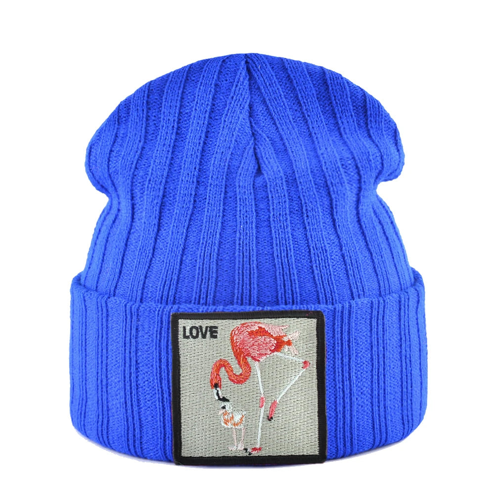 Skullies Beanies Women Autumn Winter Streetwear Knit Beanies Hat Men Knitted Solid Color Bonnet Gorras With Embroidery Patch Cap