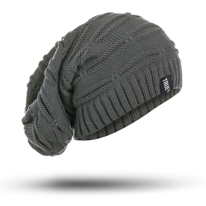 New Letter Label Winter Hat Long Size Knitted Cap High Quality Casual Beanies For Men & Women Solid Bonnet Cap