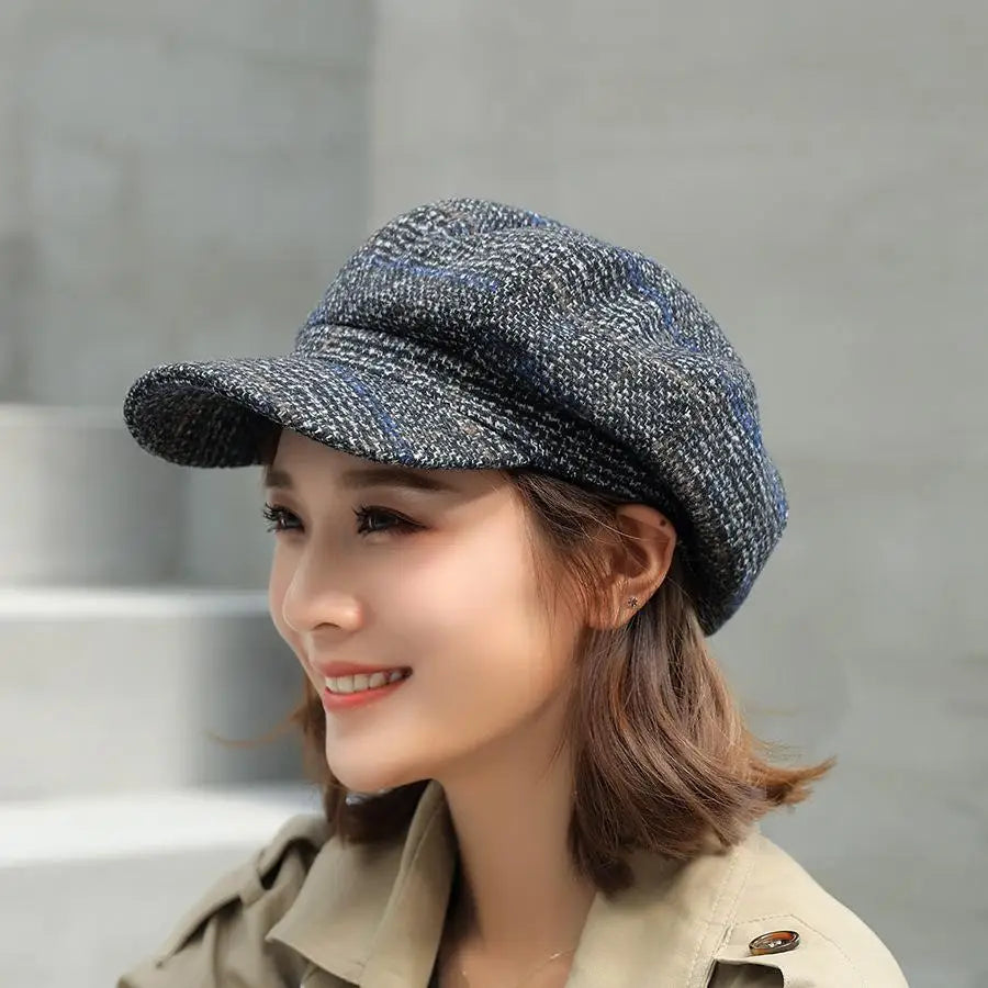 Autumn Winter Newsboy Cap Fashion Hats for Women Female Winter Painter Cap Visor Travel Beret Thick Warm Vintage Bonnet