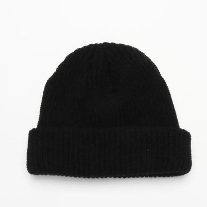 Hats For Women Black Beanie Knitted Hat Winter Men's Hats Women Beanies For Ladies Skullcap Solid Cap Retro Brimless Baggy
